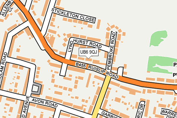 UB6 9QJ map - OS OpenMap – Local (Ordnance Survey)