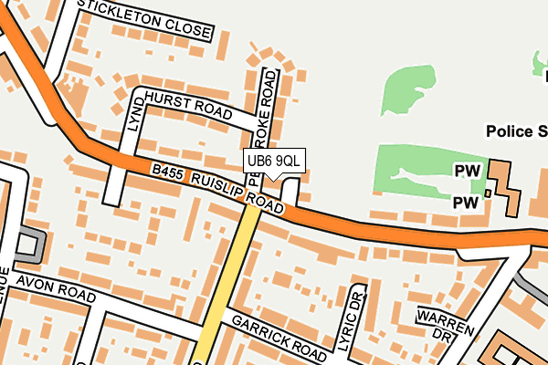 UB6 9QL map - OS OpenMap – Local (Ordnance Survey)