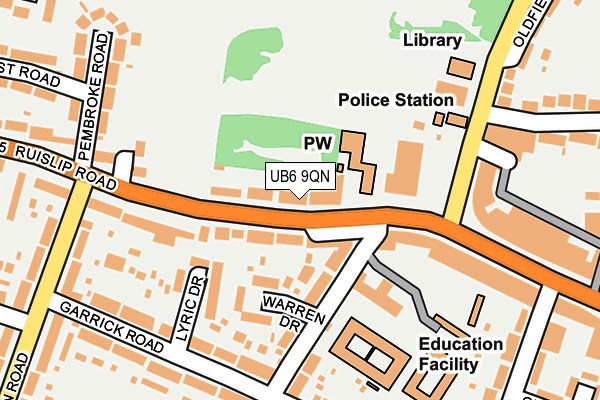UB6 9QN map - OS OpenMap – Local (Ordnance Survey)