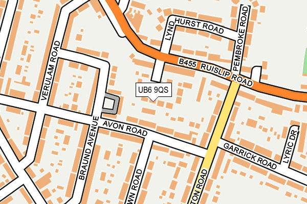 UB6 9QS map - OS OpenMap – Local (Ordnance Survey)