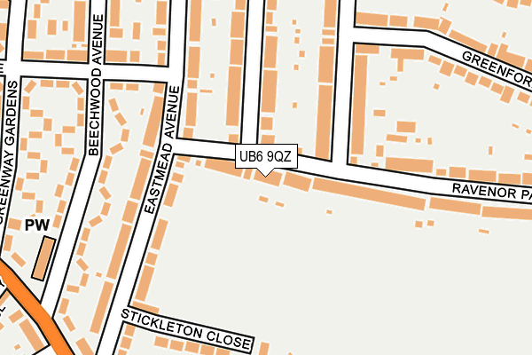 UB6 9QZ map - OS OpenMap – Local (Ordnance Survey)