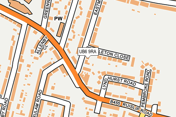 UB6 9RA map - OS OpenMap – Local (Ordnance Survey)