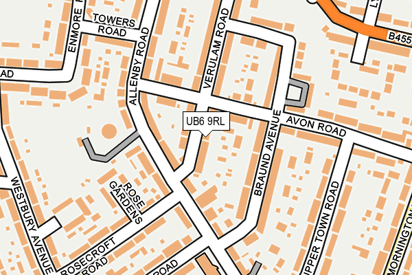 UB6 9RL map - OS OpenMap – Local (Ordnance Survey)