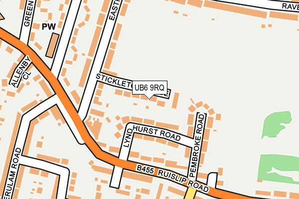 UB6 9RQ map - OS OpenMap – Local (Ordnance Survey)