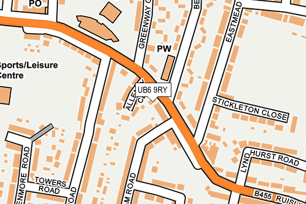 UB6 9RY map - OS OpenMap – Local (Ordnance Survey)