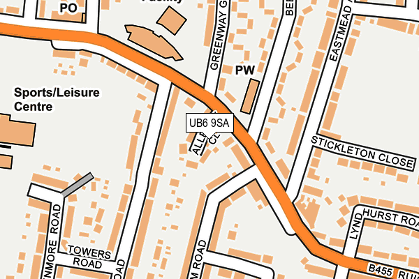 UB6 9SA map - OS OpenMap – Local (Ordnance Survey)