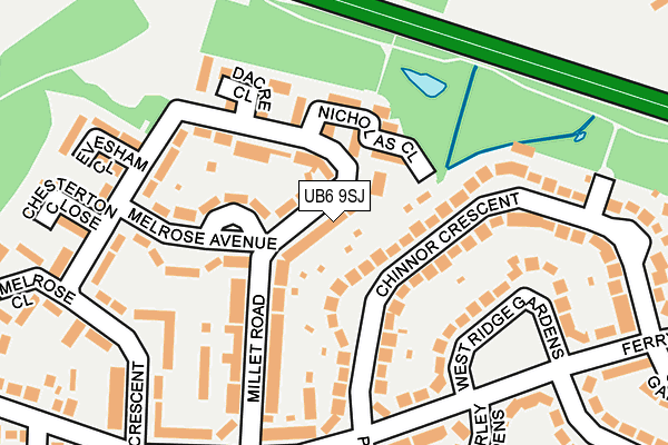 UB6 9SJ map - OS OpenMap – Local (Ordnance Survey)