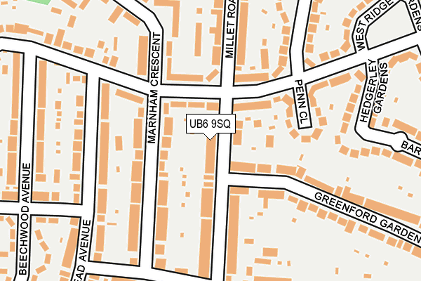 UB6 9SQ map - OS OpenMap – Local (Ordnance Survey)