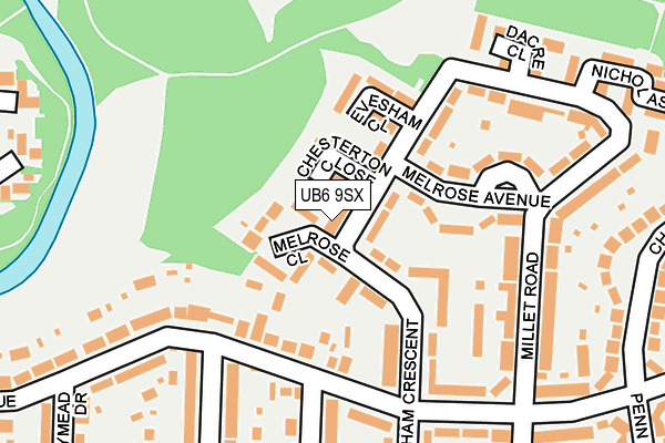 UB6 9SX map - OS OpenMap – Local (Ordnance Survey)