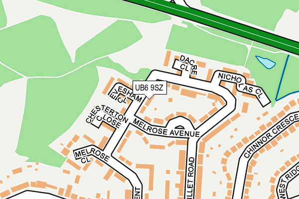 UB6 9SZ map - OS OpenMap – Local (Ordnance Survey)