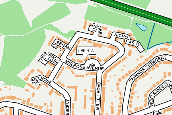 UB6 9TA map - OS OpenMap – Local (Ordnance Survey)