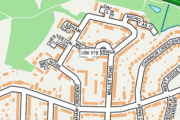 UB6 9TB map - OS OpenMap – Local (Ordnance Survey)
