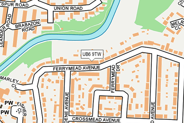 UB6 9TW map - OS OpenMap – Local (Ordnance Survey)