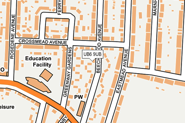 UB6 9UB map - OS OpenMap – Local (Ordnance Survey)