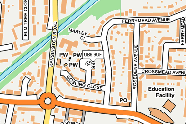 UB6 9UF map - OS OpenMap – Local (Ordnance Survey)