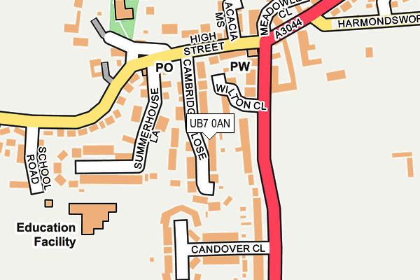 UB7 0AN map - OS OpenMap – Local (Ordnance Survey)