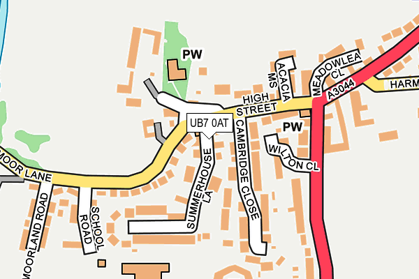 UB7 0AT map - OS OpenMap – Local (Ordnance Survey)