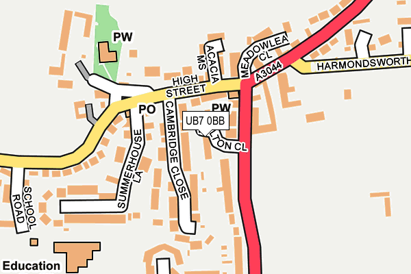 UB7 0BB map - OS OpenMap – Local (Ordnance Survey)