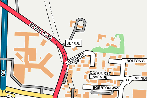 UB7 0JD map - OS OpenMap – Local (Ordnance Survey)