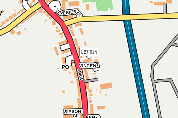 UB7 0JN map - OS OpenMap – Local (Ordnance Survey)