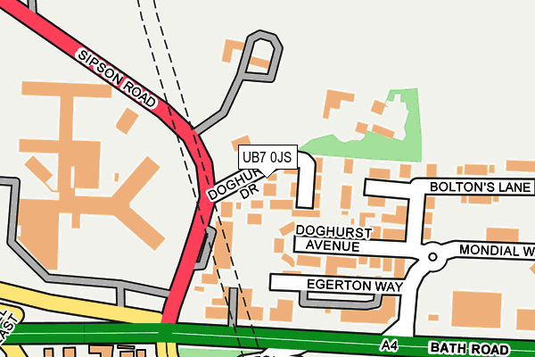 UB7 0JS map - OS OpenMap – Local (Ordnance Survey)