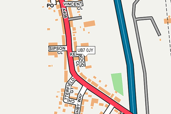 UB7 0JY map - OS OpenMap – Local (Ordnance Survey)