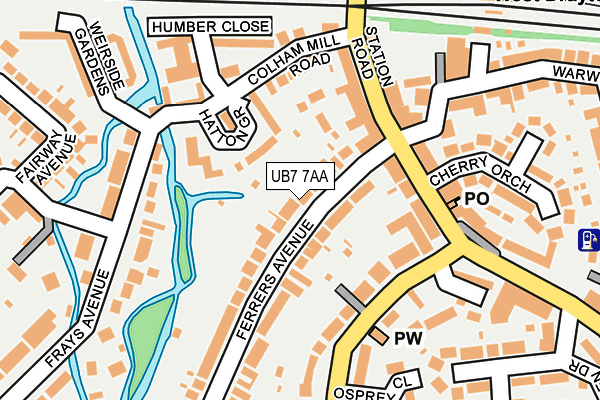 UB7 7AA map - OS OpenMap – Local (Ordnance Survey)