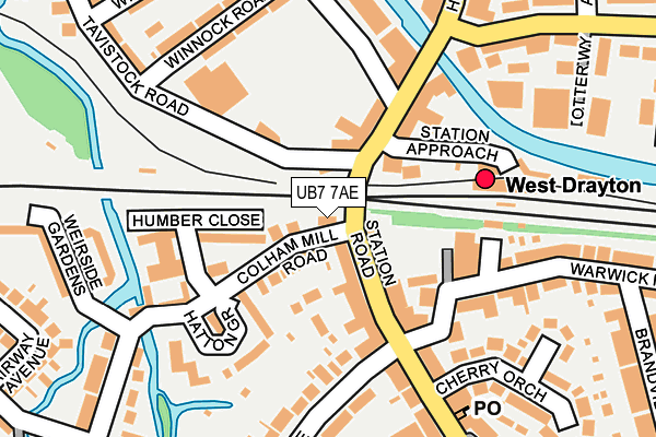 UB7 7AE map - OS OpenMap – Local (Ordnance Survey)