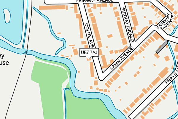 UB7 7AJ map - OS OpenMap – Local (Ordnance Survey)