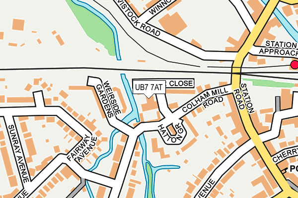 UB7 7AT map - OS OpenMap – Local (Ordnance Survey)