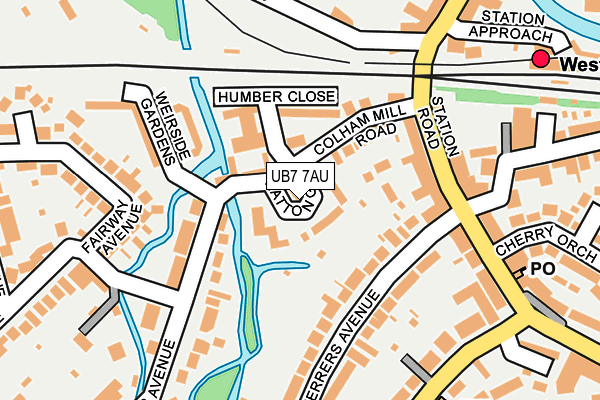 UB7 7AU map - OS OpenMap – Local (Ordnance Survey)