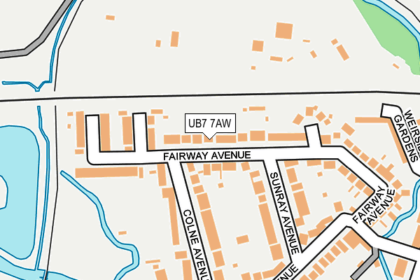 UB7 7AW map - OS OpenMap – Local (Ordnance Survey)