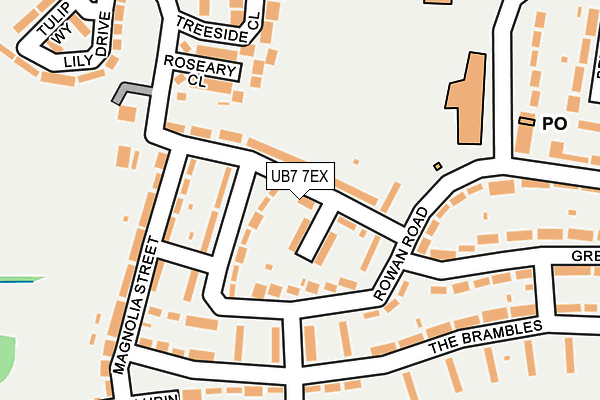 UB7 7EX map - OS OpenMap – Local (Ordnance Survey)