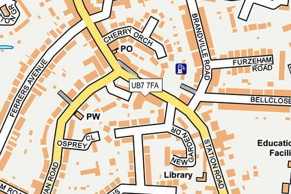 UB7 7FA map - OS OpenMap – Local (Ordnance Survey)