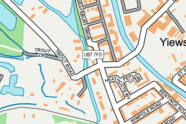 UB7 7FD map - OS OpenMap – Local (Ordnance Survey)