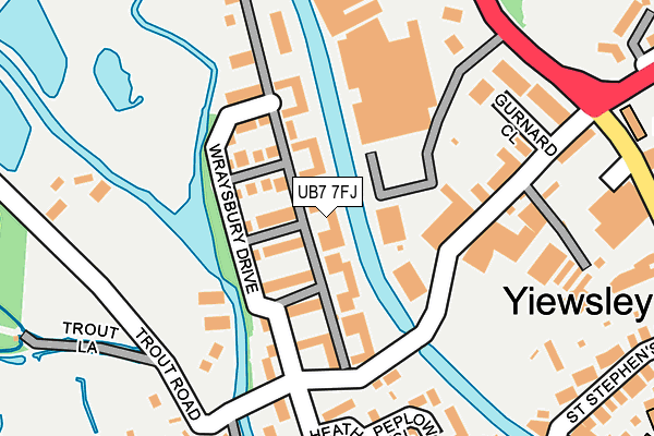 UB7 7FJ map - OS OpenMap – Local (Ordnance Survey)
