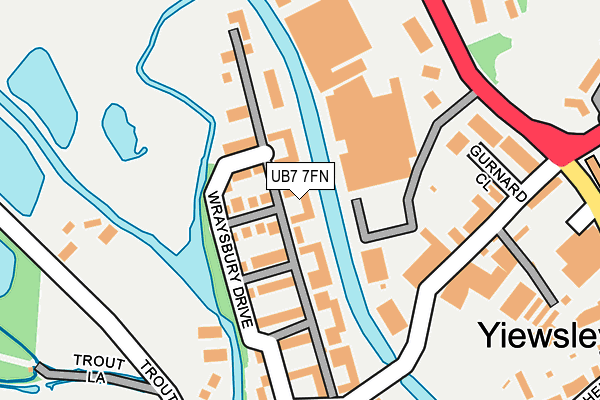 UB7 7FN map - OS OpenMap – Local (Ordnance Survey)