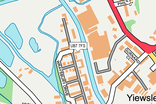 UB7 7FS map - OS OpenMap – Local (Ordnance Survey)