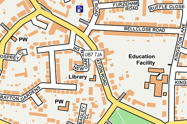 UB7 7JA map - OS OpenMap – Local (Ordnance Survey)