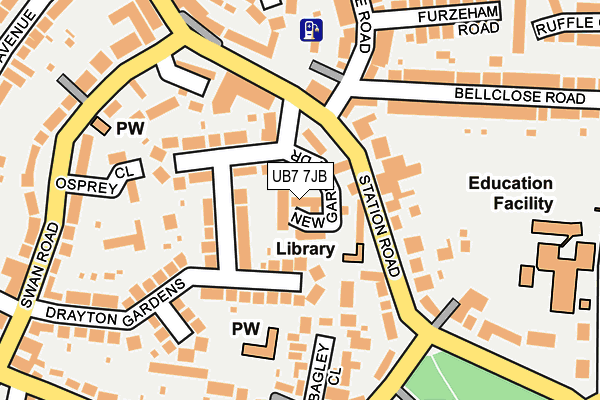 UB7 7JB map - OS OpenMap – Local (Ordnance Survey)