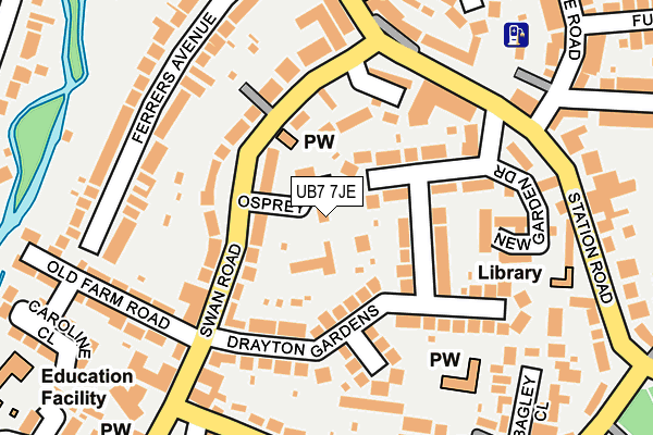 UB7 7JE map - OS OpenMap – Local (Ordnance Survey)