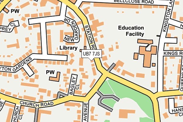 UB7 7JS map - OS OpenMap – Local (Ordnance Survey)