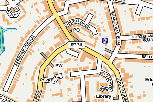 UB7 7JU map - OS OpenMap – Local (Ordnance Survey)