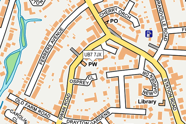 UB7 7JX map - OS OpenMap – Local (Ordnance Survey)