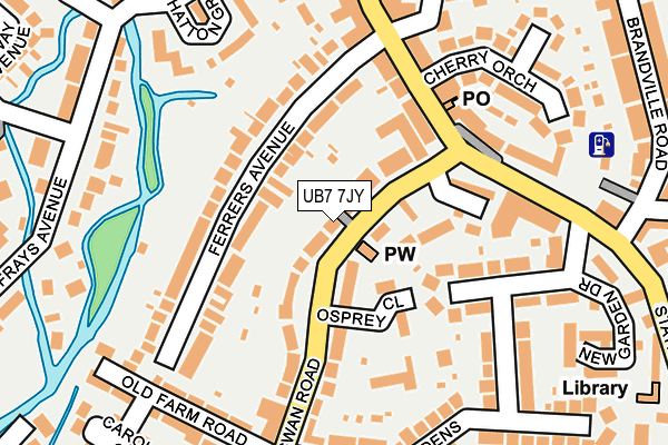 UB7 7JY map - OS OpenMap – Local (Ordnance Survey)