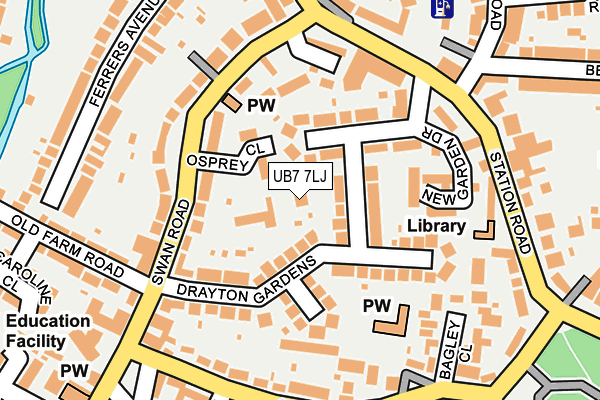 UB7 7LJ map - OS OpenMap – Local (Ordnance Survey)