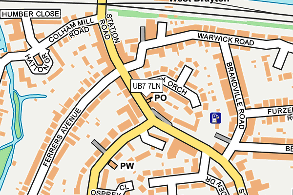 UB7 7LN map - OS OpenMap – Local (Ordnance Survey)