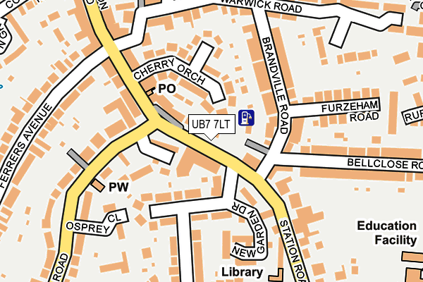 UB7 7LT map - OS OpenMap – Local (Ordnance Survey)