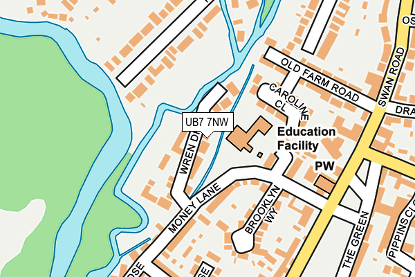 UB7 7NW map - OS OpenMap – Local (Ordnance Survey)