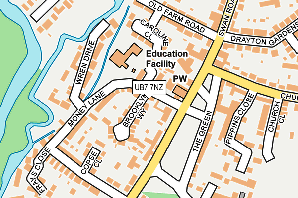 UB7 7NZ map - OS OpenMap – Local (Ordnance Survey)